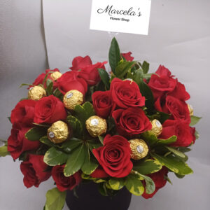 Arreglo redondo con chocolates